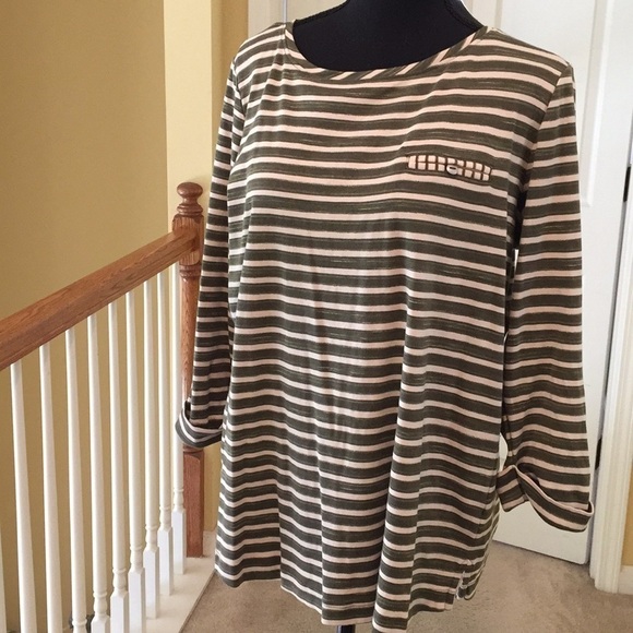 Croft & Barrow TopTunic Size XL All Cotton Striped Flared - Picture 1 of 7